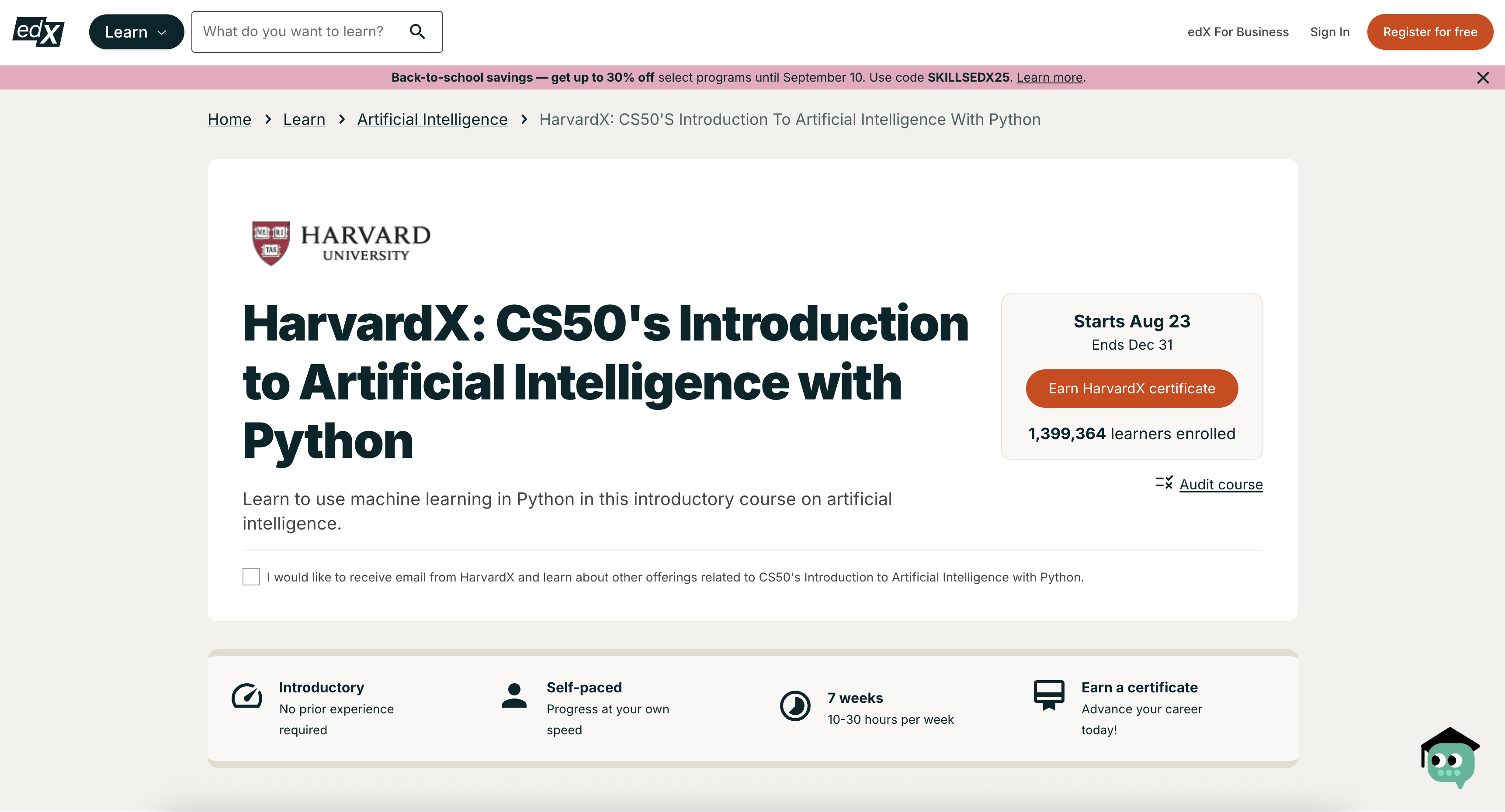 CS50's Introduction to Artificial Intelligence with Python course