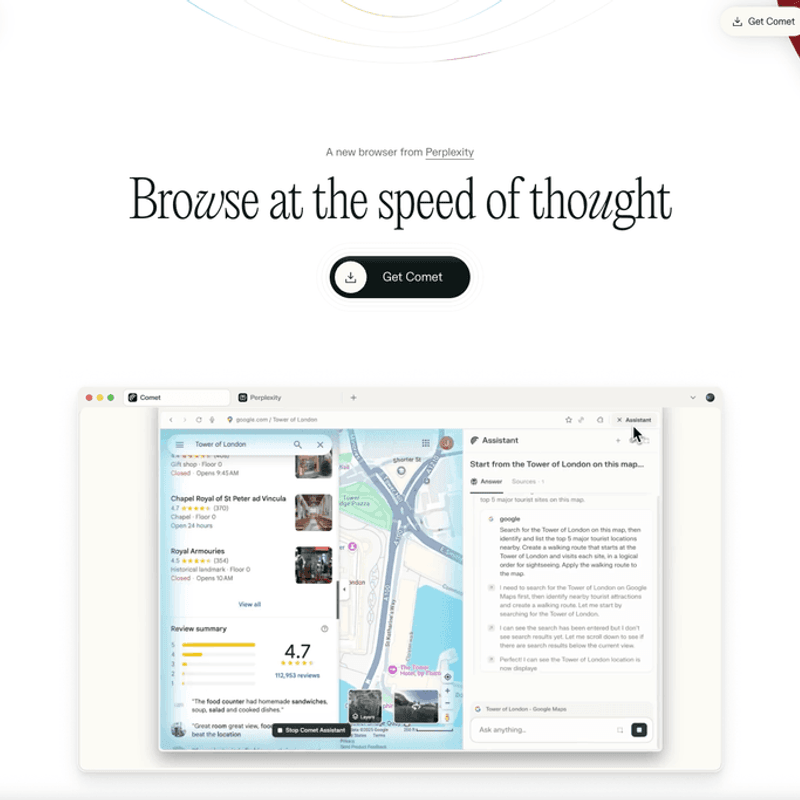 Perplexity Comet interface