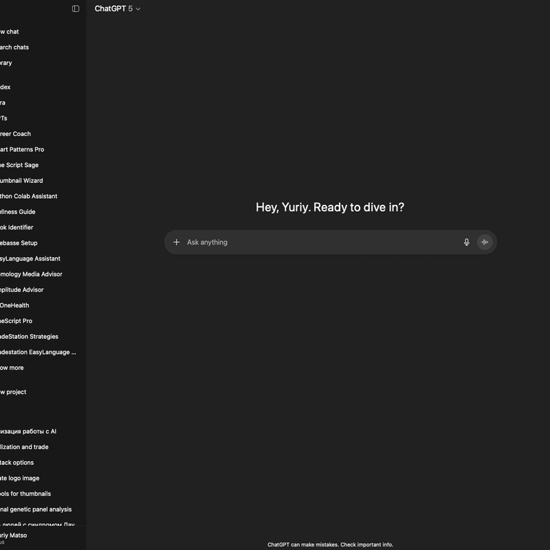 ChatGPT interface
